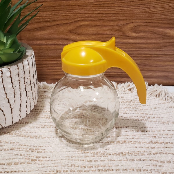 Vintage Hazel Atlas Yellow Syrup Pitcher Dispenser