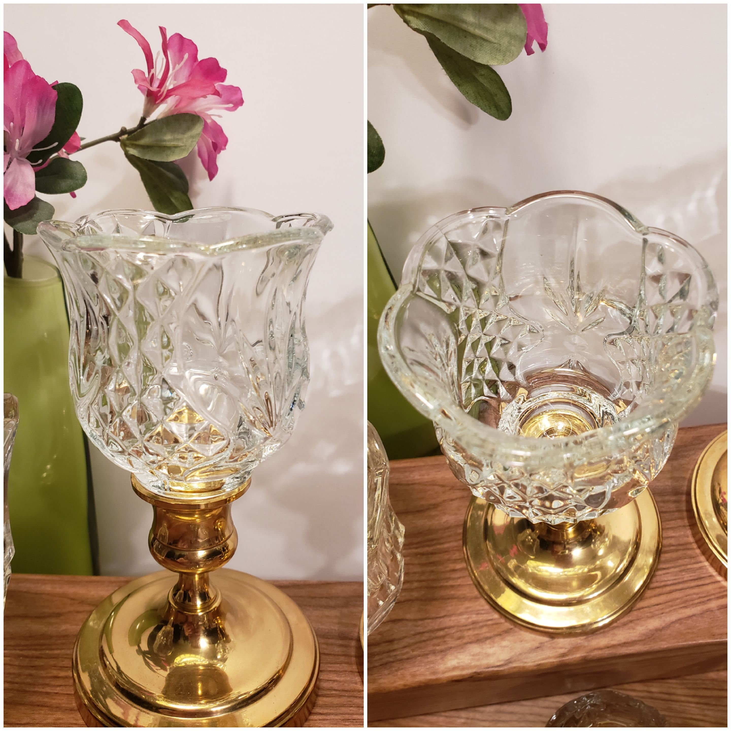 Vintage Glass Peg Votive Holder Cups Etsy