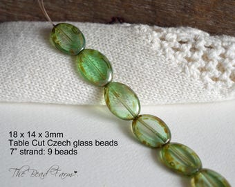 Czech Glass Beads: Table cut transparent green beads