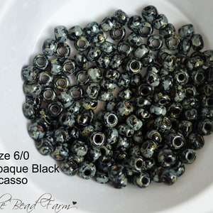 Miyuki 6/0 Glass Seed Beads - #4511 Black Picasso. 15 grams- 30 grams - 50 grams