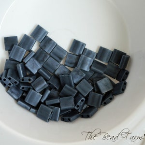 5mm Miyuki Tila Beads - #2001 Matte Gunmetal Tila Beads - 7.2 grams tila beads