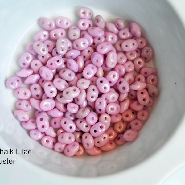 Chalk Lilac Luster Super Duo Beads.  Matubo Czech Glass 2 hole beads. 5" tube 24 grams