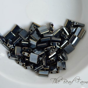 5mm Miyuki Tila Beads - #464 Lt Gunmetal - 7.2 grams tila beads