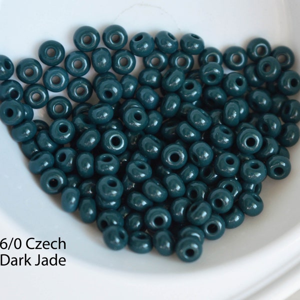 Czech Preciosa  6/0 Glass Seed Beads - Dark Jade #53270