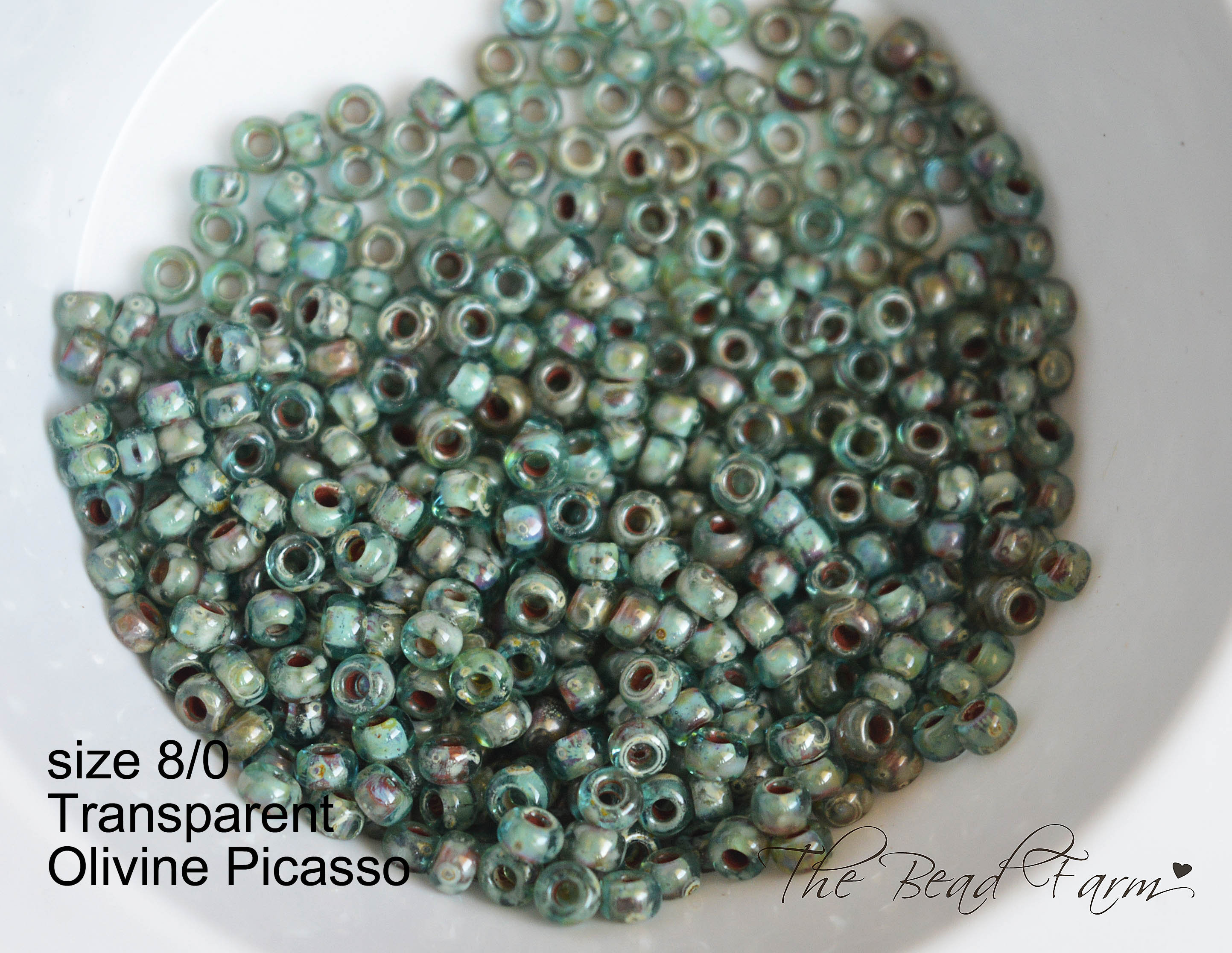 8-4506, Miyuki 22g Transparent Picasso Olivine 8-4506, Miyuki 22g Transparent Picasso Olivine