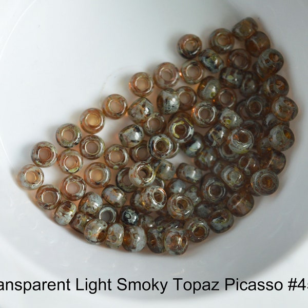 Miyuki 6/0 Glass Seed Beads - #4505 Transparent Light Smoky Topaz Picasso