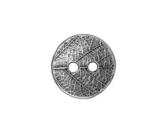 Antiqued Pewter Leaf Buttons: TierraCast Jewelry Clasps, 17mm (Set of 2)