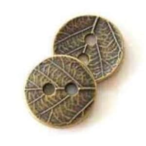 2 Tierracast Antique Bronze 17mm Pewter Buttons with Leaf Motif.  Button Clasps for Wrap Bracelet.  Jewelry Findings and Supplies