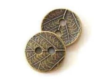 Antique Bronze Leaf Pewter Buttons: Tierracast Jewelry Clasps (2, 17mm)