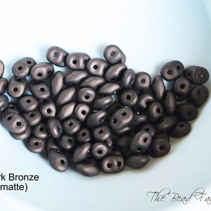 Matte Dark Bronze Super Duo Beads.   Matubo Czech Glass 2 hole beads. 20 grams - 30 grams - 50 grams