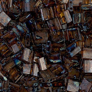 5mm Miyuki Tila Beads - #4502 Transparent Dark Topaz Picasso - 7.2 grams tila beads
