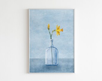 Daffodil in Vase Watercolor Print: Floral Wall Art (Digital Download)