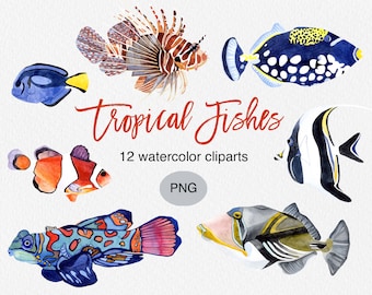 Watercolor Tropical Fish Clipart: PNG Download for Commercial Use