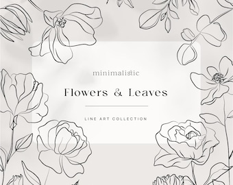 Flowers SVG PNG Bundle, Hand-drawn Floristic Line Art, Floral Illustration for Commercial Use, Flower Cut File for Cricut, Drawing Download