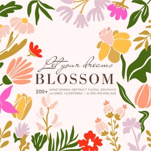 Floral Illustration, minimalistische Blumen Bundle, botanische SVG, Clipart, handgezeichnete Vektor Blumen und Pflanzen, Farbblumen, kommerzielle Nutzung