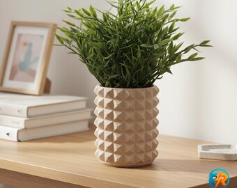 Spiked Planter with Hidden Drip Tray, 3D Printed Geometric Pot