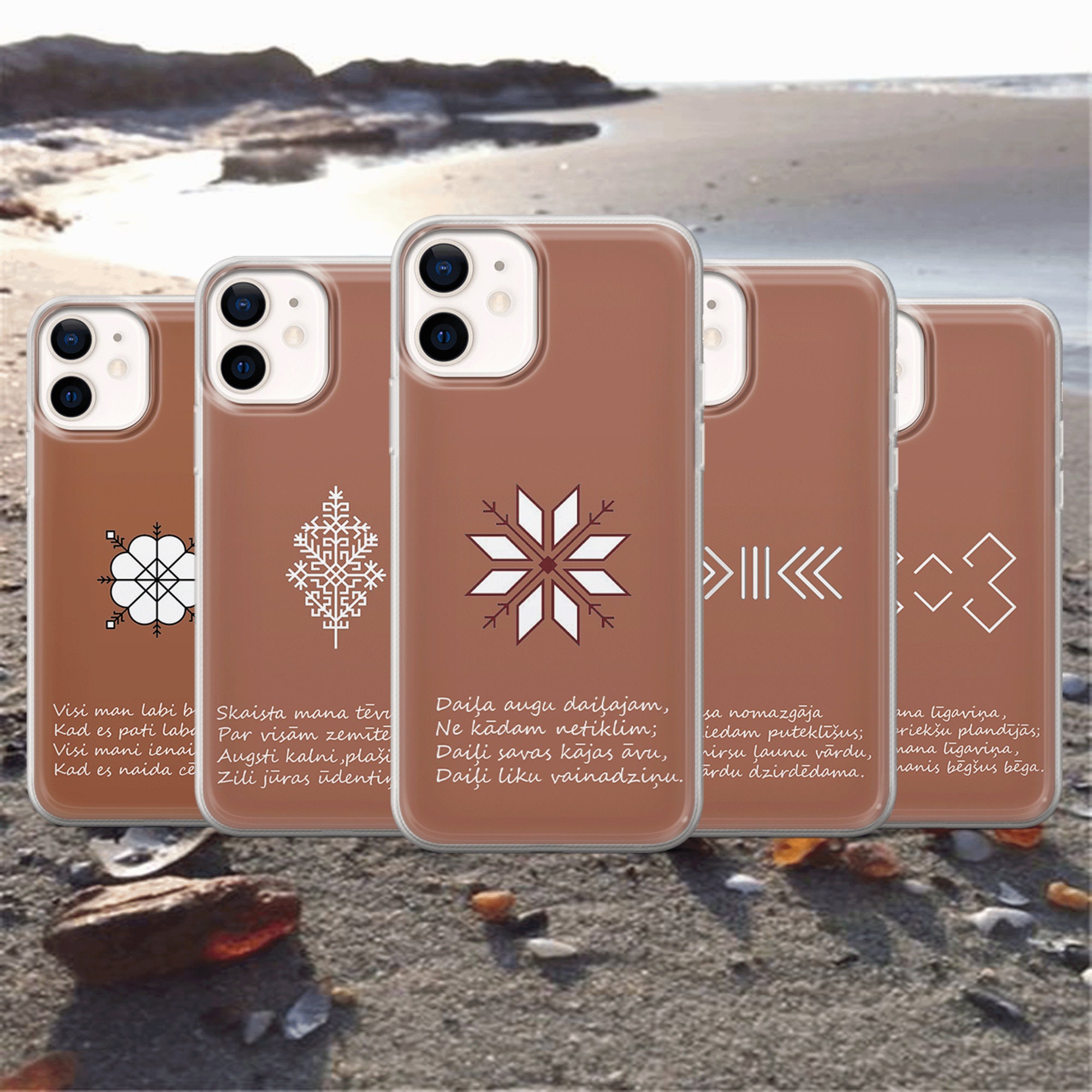 Antike lettische Kultur Ethnische Symbole Abdeckung für iPhone 15 14, 13 12 11 Pro, XR, Samsung A13, S22, S21 FE, A40, A72, Pixel 6a