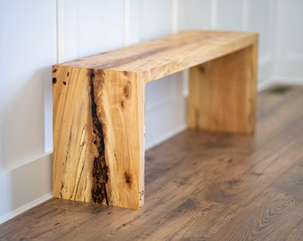 Solid Wood Waterfall Bench | Maple, Walnut, Oak | Epoxy River Bench | Entry Table