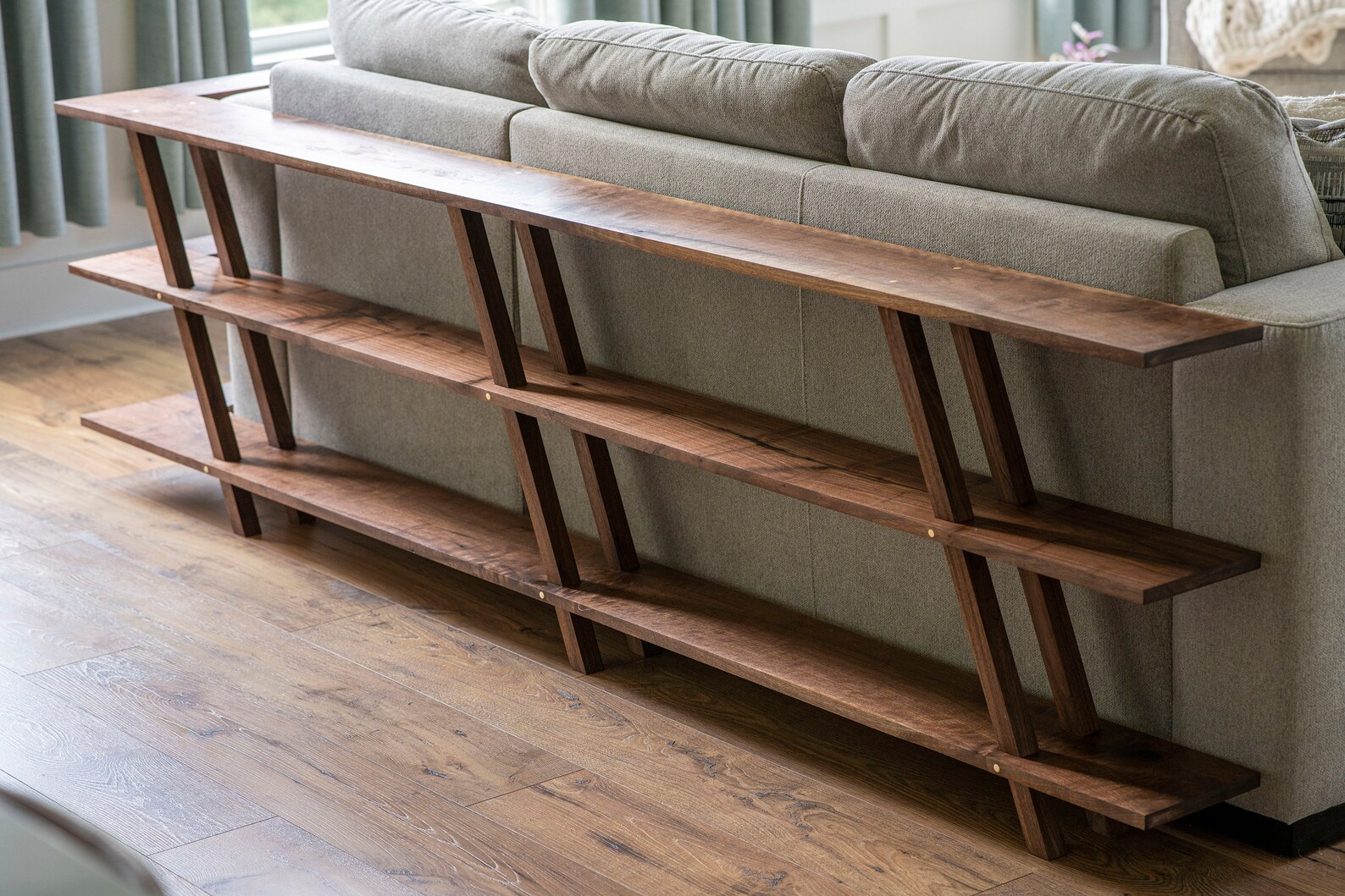 Modern Sofa Table With Brass Dowels Custom Sofa Table Walnut Sofa Table