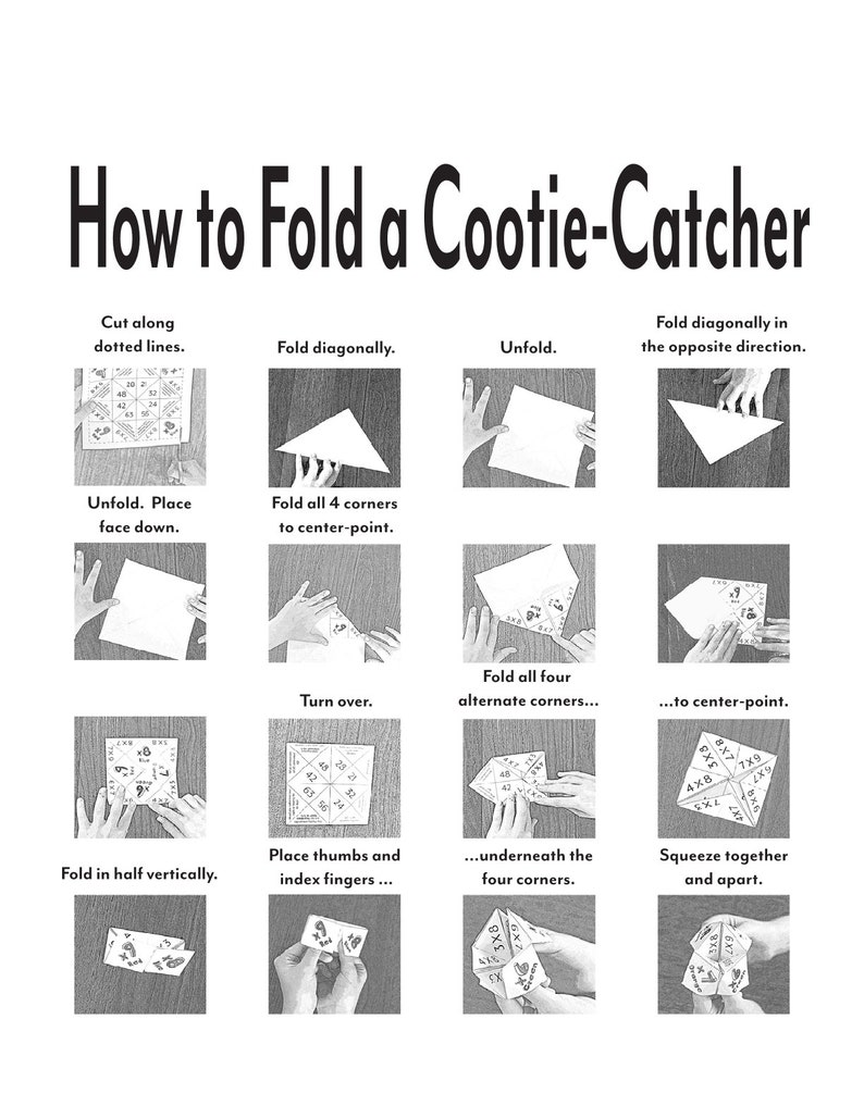 Multiplication Cootie Catcher Learning Math Fun Printable Download 0955