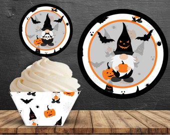 Halloween Batty Gnomes Cupcake Wrappers & Toppers 2296