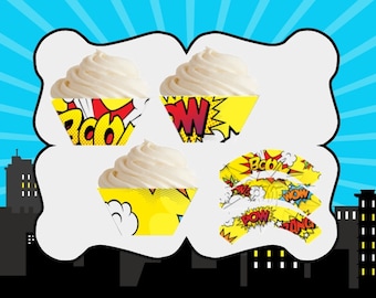 Superhero Super Heroes Cupcake Wrapper   Printable Download 1953