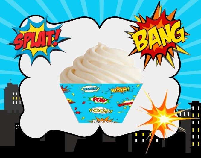 Superhero Cupcake Wrapper Printable Download 1958 - Etsy