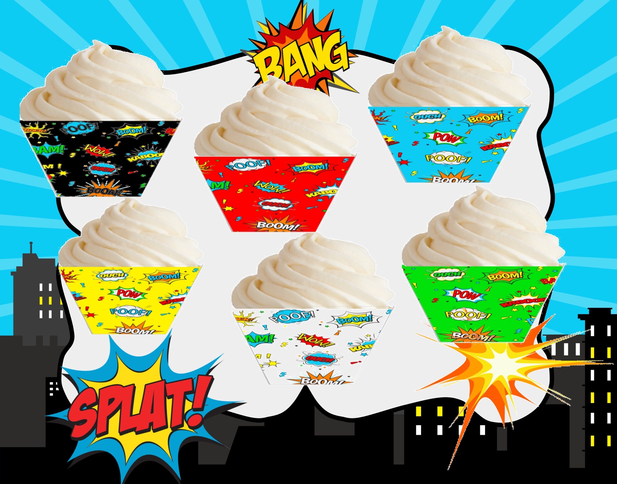 Superhero Cupcake Wrapper Printable Download 1958 - Etsy