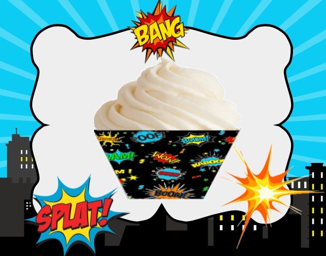 Superhero Cupcake Wrapper Printable Download 1958 - Etsy