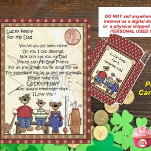 Father's Day Dad Lady Lucky Penny Card  Printable Download 0507