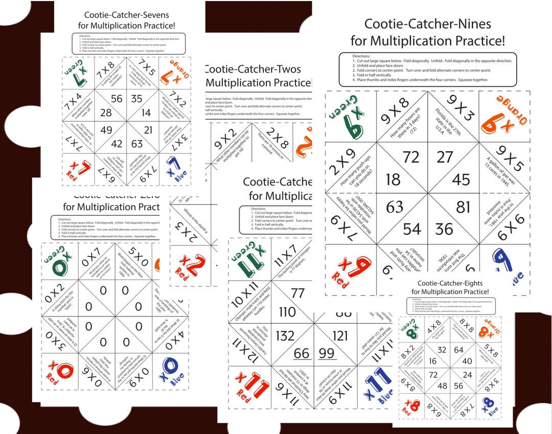 Multiplication Cootie Catcher Learning Math Fun Printable Download 0955
