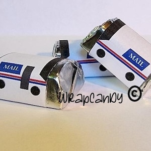 Mail Carrier Delivery Truck   21 Nuggets Wrappers to a Page   Printable Download 0716