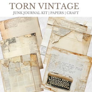 Blank Torn Vintage Papers for Junk Journal Craft Printable or Digital use Old digital junk Journal papers. High Quality Scrapbook Paper Pad