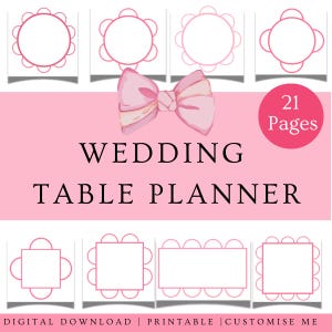 Planificador de mesas para bodas, plano de asientos para bodas imprimible, plantilla de mesas para la novia, diseño de mesas para la recepción de bodas, planificador para la futura novia