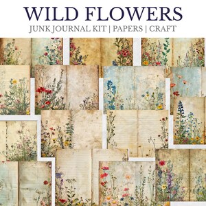 Vintage Wildflower Junk Journal Pages: Printable Floral Paper (Digital Download)
