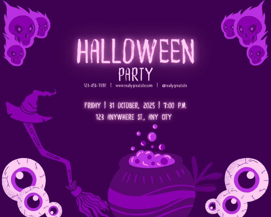 Editable Halloween Party Invitation Halloween Costume Party Etsy