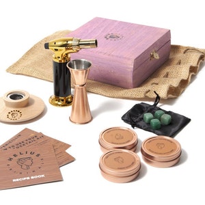 Pink Cocktail Smoker Kit | Bourbon Smoker Kit | Old Fashioned Smoker Kit | Whiskey Smoker Infuser Kit | Cocktail Chimney Smoker with Box