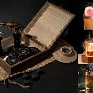 Cocktail Smoker Kit | Cocktail Chimney Smoker | Gifts for Him | Great Drinks | Premium Wooden Infuser Cocktail Smoker Kit | Valentine's Day