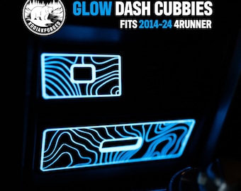 Dash Cubbies for 5th Gen 4Runner (2014-2024) | Glow in the Dark Topographic Storage Drawers | 3D Printed Carbon Fiber | Overland Interior