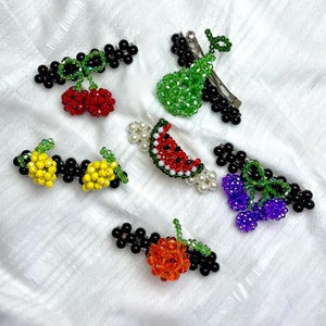 Haarspeldjes met fruitkralen, meisjesspeldjes, cadeau voor kinderen, schattige haarklem, kersenhaarspeld, citroenhaaraccessoire, zomerhaarklem