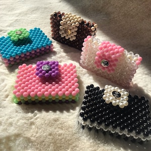 Monedero pequeño con cuentas de colores para mujer, minicartera bonita, monedero minimalista con cuentas, monedero con cuentas, monedero con cuentas