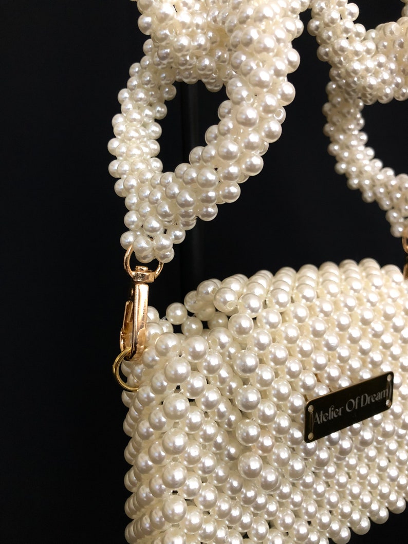 Beaded White Women's Hand Bag Luxury Pearl Beaded Bag - Etsy