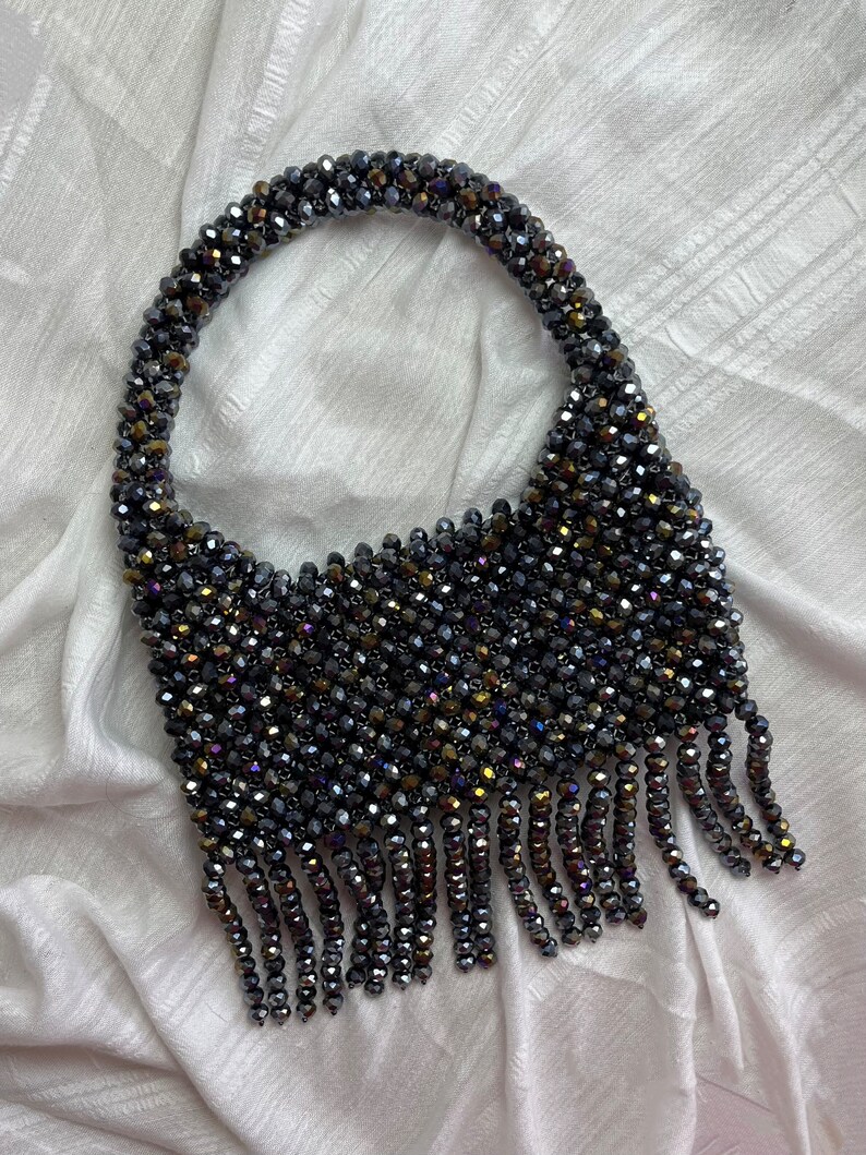 Handmade Crystal Beaded Handbag, Luxury Crystal Beaded Evening Bag