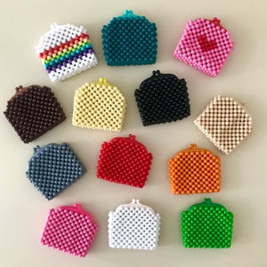 Cartera minimalista con cuentas de colores para mujer, cartera pequeña, cartera bonita, cartera con cuentas para mujer, monedero, cartera pequeña