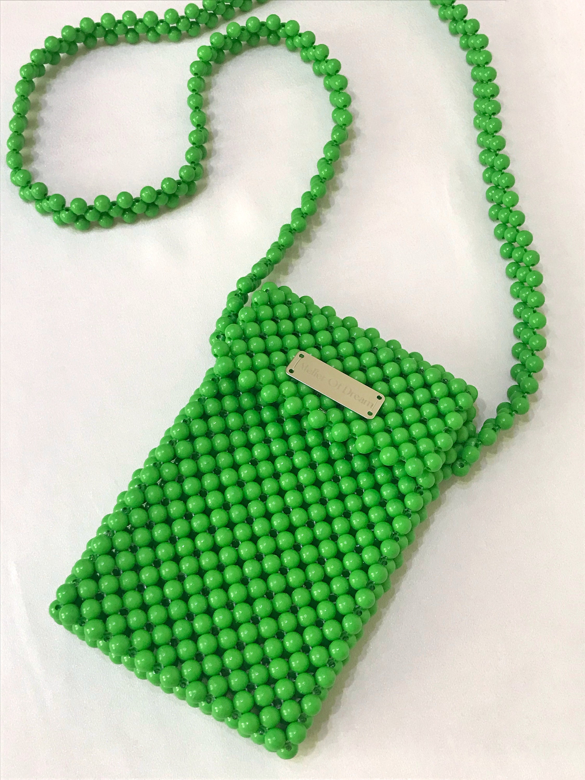 Small Handmade Beaded Mobile Phone Purse, Simple Ins Style Beaded Chain  Crossbody Bag For Women With Decorative Pendant