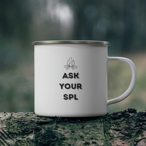 Pregúntele a su SPL, taza de camping de esmalte, taza de café Scout Leader, regalo Scoutmaster, regalo divertido líder scout