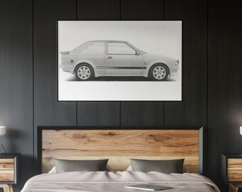 Ford Escort RS Turbo S1 Side View Hand Drawn Print | RS Turbo | Sketch | Car Gift | Car Wall Art | Garage Prints | Ford Art | Artist |
