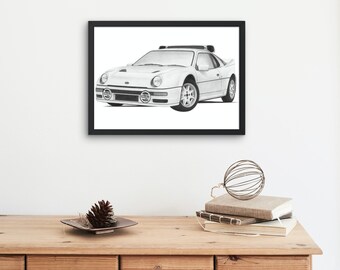 Ford Focus RS200 Hand Drawn Print | Focus RS200 | Sketch | Car Gift | Car Wall Art | Garage Prints | Ford Art | Artist |