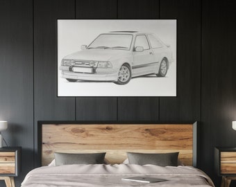 Ford Escort RS Turbo S1 Front ViewHand Drawn Print | RS Turbo | Sketch | Car Gift | Car Wall Art | Garage Prints | Ford Art | Artist |