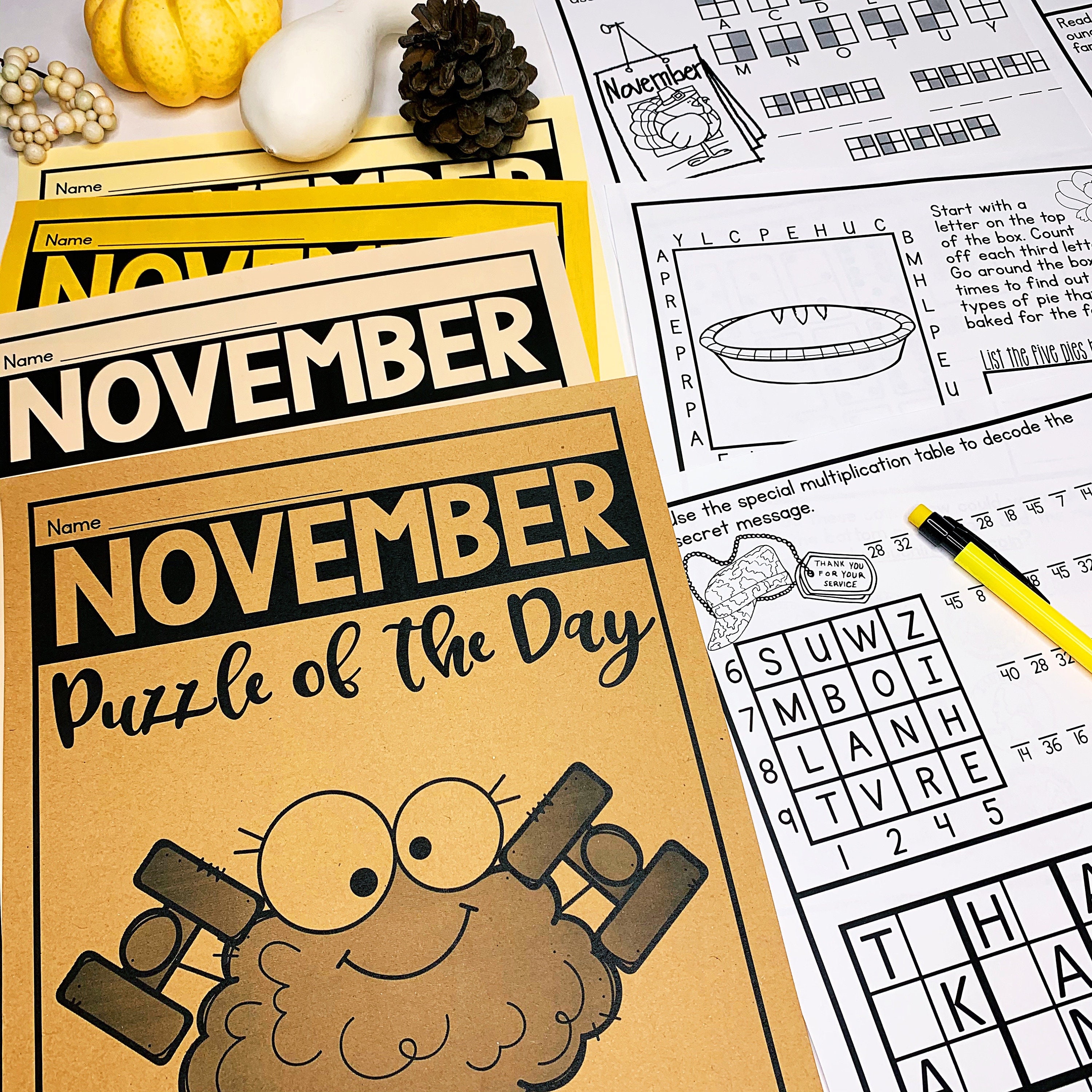 November Brain Teaser Challenging Puzzlers Homeschool Enrichment for Gifted Brain Teaser Kids Printable Puzzle Challenge Gifted & Talented